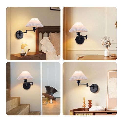 Lot De 2 Appliques Applique D'intérieur Vintage E27 Abat-jour Rétro Éclairage Mural Orientable 40w