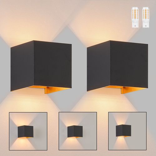 Applique LED 3w,2 Pièces G9 Lampe Muraleintérieure Noire Et Dorée,étanche Double Faisceau
