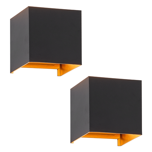 Applique LED 3w,2 Pièces G9 Lampe Muraleintérieure Noire Et Dorée,étanche Double Faisceau