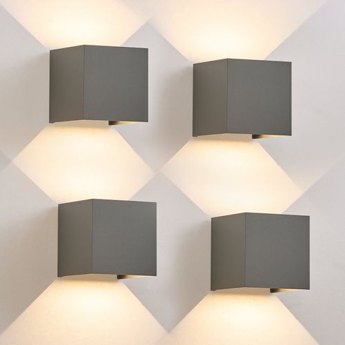 Applique LED 5w,4 Pièces Lampe Muraleintérieure Gris，double Faisceau Réglable Étanche Ip65 3000k