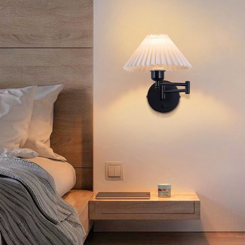 Applique Murale D'intérieur Vintage E27 Abat-jour Rétro Éclairage Mural Orientable 40w.max Blanc