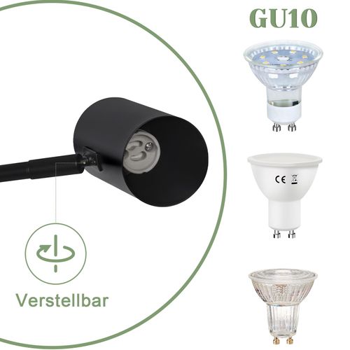 Lot De 2 Applique Murale Intérieur Noir Vintage Pivotant Métal Rétro Gu10