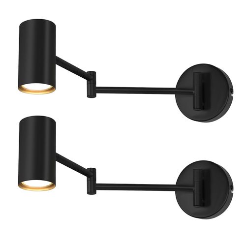 Lot De 2 Applique Murale Intérieur Noir Vintage Pivotant Métal Rétro Gu10