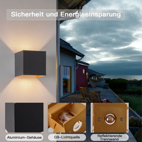 Applique LED 3w -g9 Lampe Murale Noire Et Dorée Étanche Double Faisceau Réglable Ip65 230v 3000k