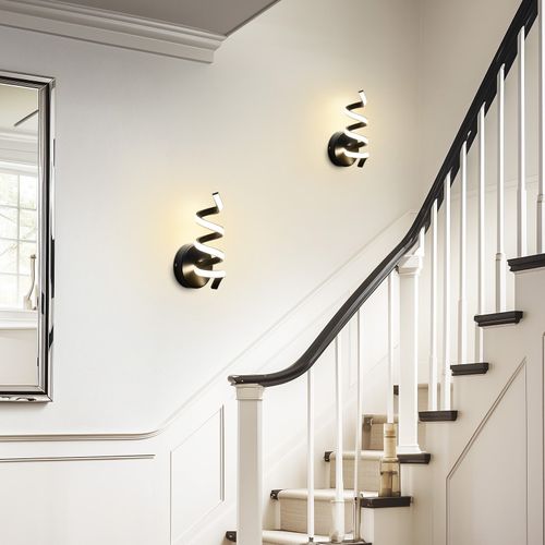 Applique Murale LED D'intérieur Noire Moderne 7 W Pour Escalier Blanc Chaud 3000 K