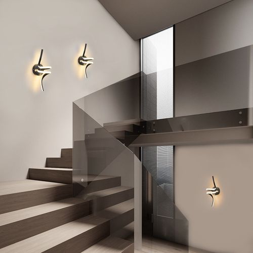 Applique Murale LED D'intérieur Noire Moderne 7w Pour Escalier Blanc Chaud 3000k