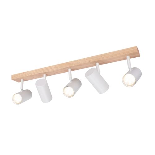 Spot De Plafond 5 Flammes Bois Blanc Vintage Gu10 Orientable 350°