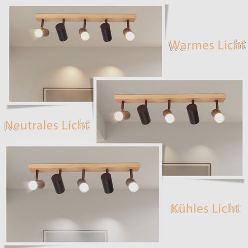 Spot De Plafond 5 Flammes Bois Noir Vintage Gu10 Orientable 350°