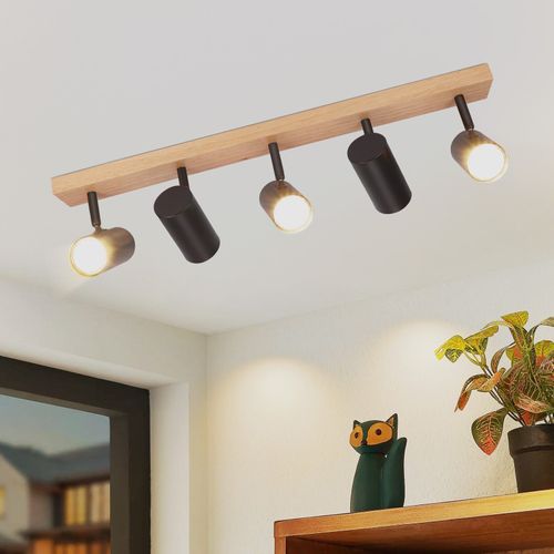 Spot De Plafond 5 Flammes Bois Noir Vintage Gu10 Orientable 350°