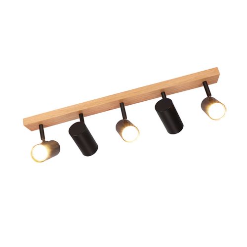 Spot De Plafond 5 Flammes Bois Noir Vintage Gu10 Orientable 350°