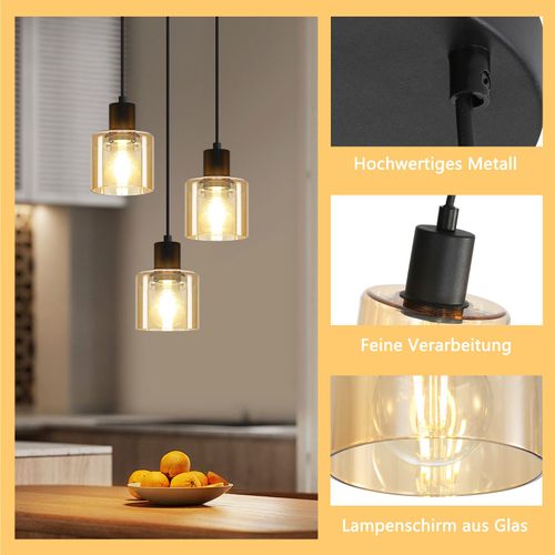 Suspension Table à Manger Lampe Suspendue Vintage 3 Ampoules Lampe De Table à Manger Suspendue E27