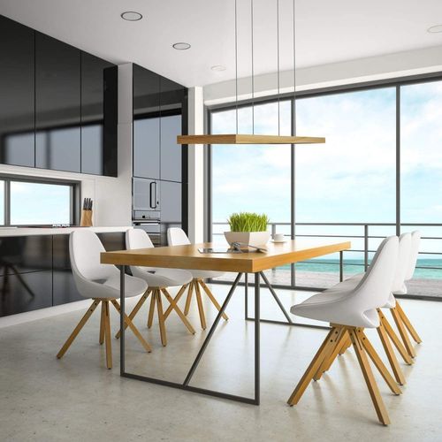 Suspension Salle à Manger Bois 38w Dimmable Avec Télécommande 100cm Suspension LED