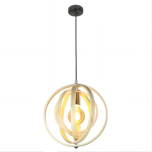 Lustre En Bois Blanc, Suspension Vinatge E27, Style Maison De Campagne