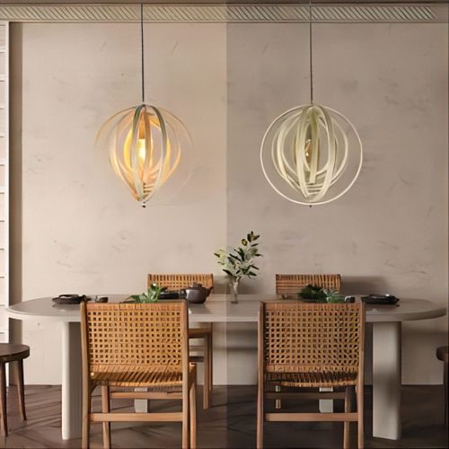 Lustre En Bois Blanc, Suspension Vinatge E27, Style Maison De Campagne