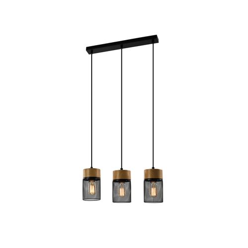 Lampe à Suspendre Vintage Bois Veiné Table à Manger Noir Industriel E27 25w Suspension