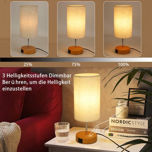 Lot De 2 Lampe De Table Tactile Dimmable E27 Lampe De Chevet Salon Abat-jour En Tissu Moderne