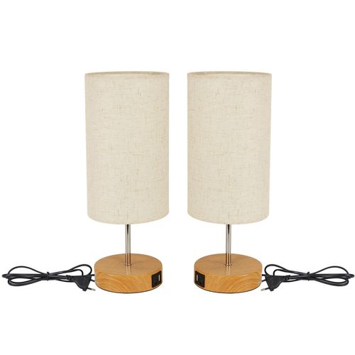 Lot De 2 Lampe De Table Tactile Dimmable E27 Lampe De Chevet Salon Abat-jour En Tissu Moderne