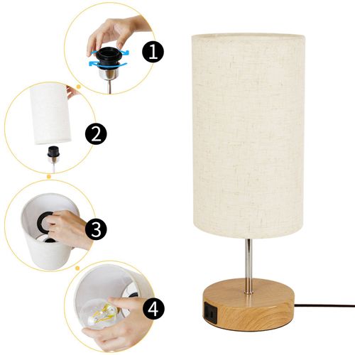 Lot De 2 Lampe De Table Tactile Dimmable E27 Lampe De Chevet Salon Abat-jour En Tissu Moderne