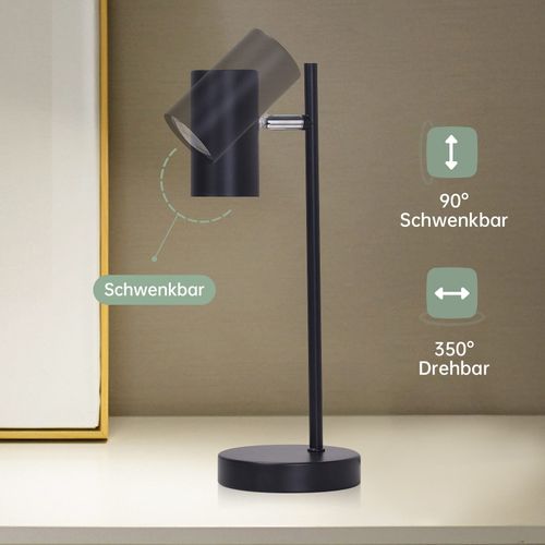 Lampe De Chevet Lampe De Table Noire Salon Pivotante 350° Gu10 Métal Bureau