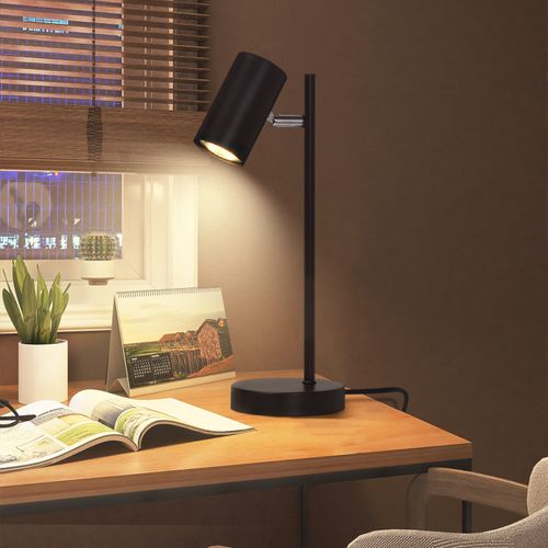 Lampe De Chevet Lampe De Table Noire Salon Pivotante 350° Gu10 Métal Bureau