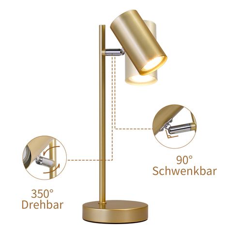 Lampe De Chevet Lampe De Table De Salon Or Pivotante 350° Gu10 Or En Métal Bureau