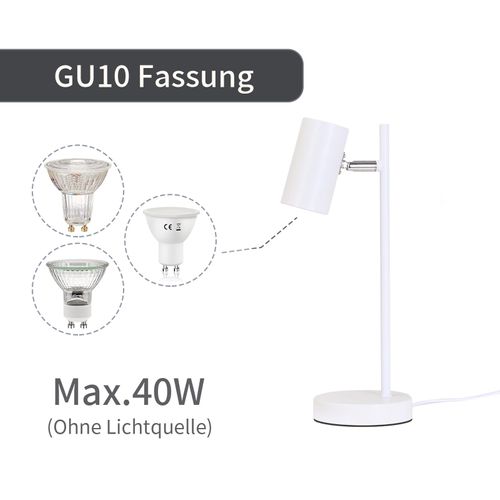 Lampe De Chevet Chambre Lampe De Table Blanc Pivotant 350° Gu10 Métal Bureau