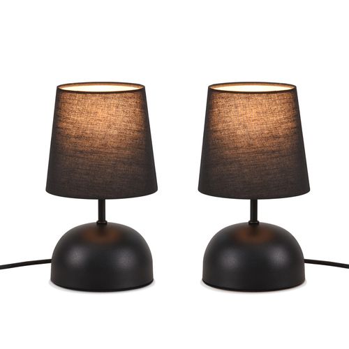 Lampe De Table De Chevet Lot De 2 Avec Câble Noire Petite Tissu Design Moderne