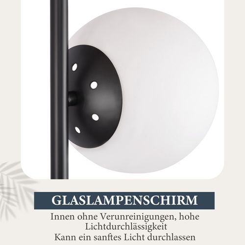 Lampadaire Noir Moderne 3 Flammes Avec Interrupteur à Pied Métal Verre E27 Industriel Vintage