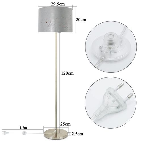 Lampadaire Avec Abat-jour En Tissu Gris Or Design Étoile 144cm Avec Interrupteur E27