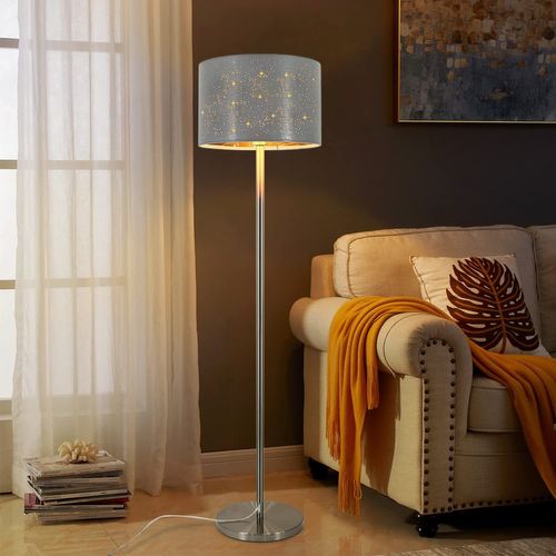 Lampadaire Avec Abat-jour En Tissu Gris Or Design Étoile 144cm Avec Interrupteur E27