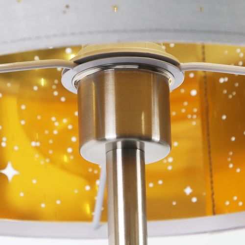 Lampadaire Avec Abat-jour En Tissu Gris Or Design Étoile 144cm Avec Interrupteur E27