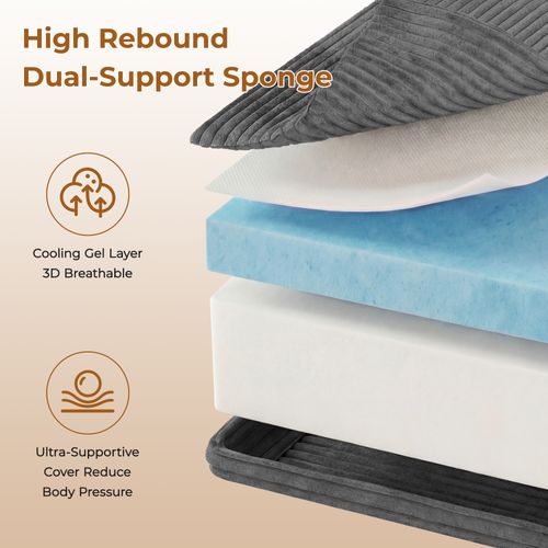 Canapé Modulaire 3 Places Compressé En U,velours Côtelé,gris