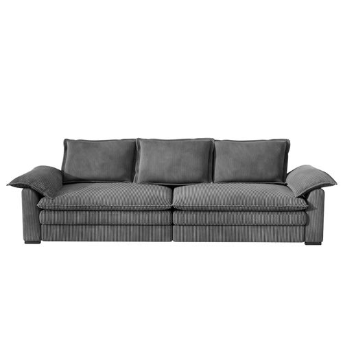 Canapé 3 Places En Velour Côtelé,2 Oreillers D'accoudoir,amovible Et Lavable,265x86x88cm,gris