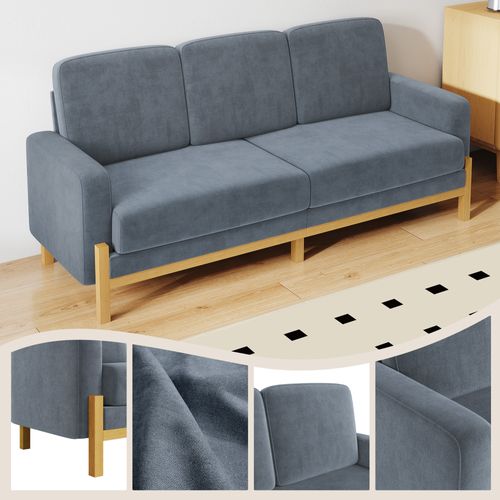 Neche Canapé Moderne 3 Places - En Chenille Gris - Avec Pieds En Bois Massif