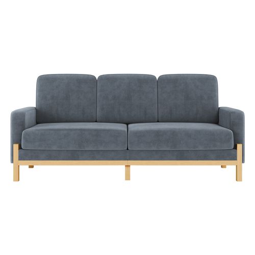 Neche Canapé Moderne 3 Places - En Chenille Gris - Avec Pieds En Bois Massif