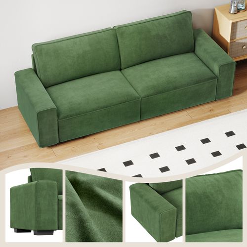 Neche Canapé Moderne 3 Places En Chenille Vert Pour Salon - Avec Grand Accoudoirs