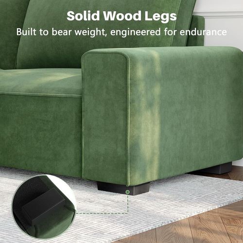 Neche Canapé Moderne 3 Places En Chenille Vert Pour Salon - Avec Grand Accoudoirs