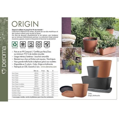 Jardinière - Origin - 18 L - Gris