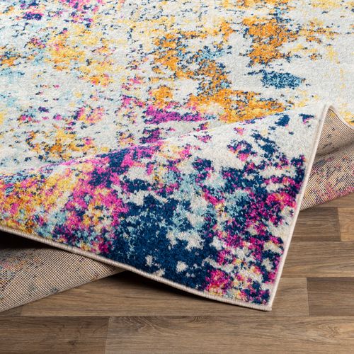 Tapis Abstrait Moderne Bleu/jaune/rose 160x220 Cm Sarah