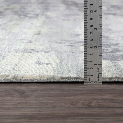 Tapis Rond Abstrait Moderne Gris/ivoire Ø 160 Cm Victoire