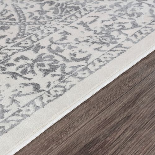 Tapis De Couloir Vintage Oriental Blanc/gris 80x220 Cm Margaux