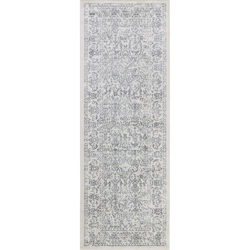 Tapis De Couloir Vintage Oriental Blanc/gris 80x220 Cm Margaux