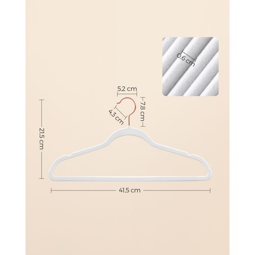 Lot De 50 Cintres Velours Adulte, Longueur 41,5 Cm, Fin, Chemises, Blanc Et Rose Gold