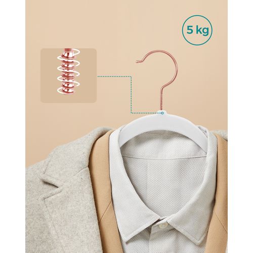 Lot De 50 Cintres Velours Adulte, Longueur 41,5 Cm, Fin, Chemises, Blanc Et Rose Gold