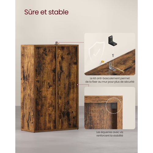 Bibliothèque, Étagère à 5 Niveaux, 50 X 24 X 80 Cm, Marron Rustique