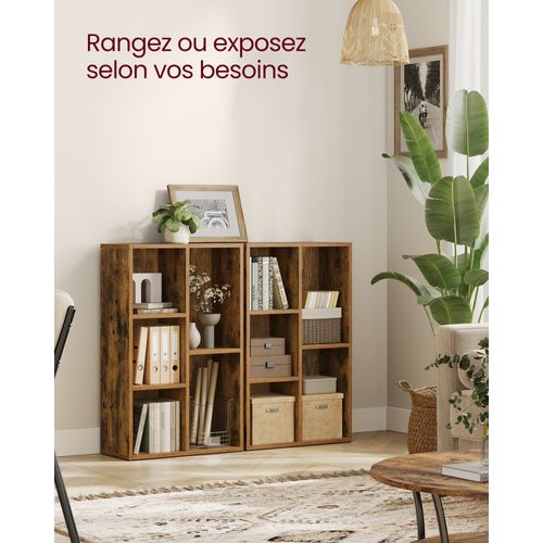 Bibliothèque, Étagère à 5 Niveaux, 50 X 24 X 80 Cm, Marron Rustique