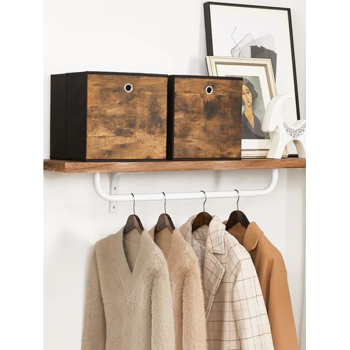 Boîte De Rangement, Lot De 6, Cube Tissu Non-tissé Et Oxford, Pliables, Marron Rustique Et Noir