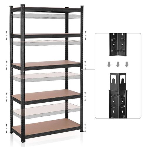 Étagère Charge Lourde, Planches Réglables, 5 Niveaux, Charge Totale 600 Kg