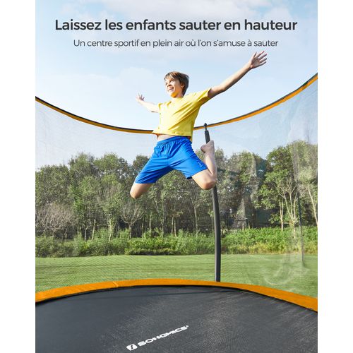 Trampoline Ø 366 Cm, Échelle, Filet De Protection, Noir, Orange