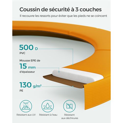 Trampoline Ø 366 Cm, Échelle, Filet De Protection, Noir, Orange